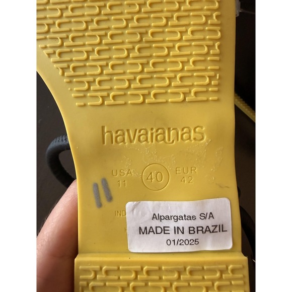 Havaianas Una Pitanga Sandals Womens Black Rubber Strappy Flat Size 11 - Picture 12 of 16